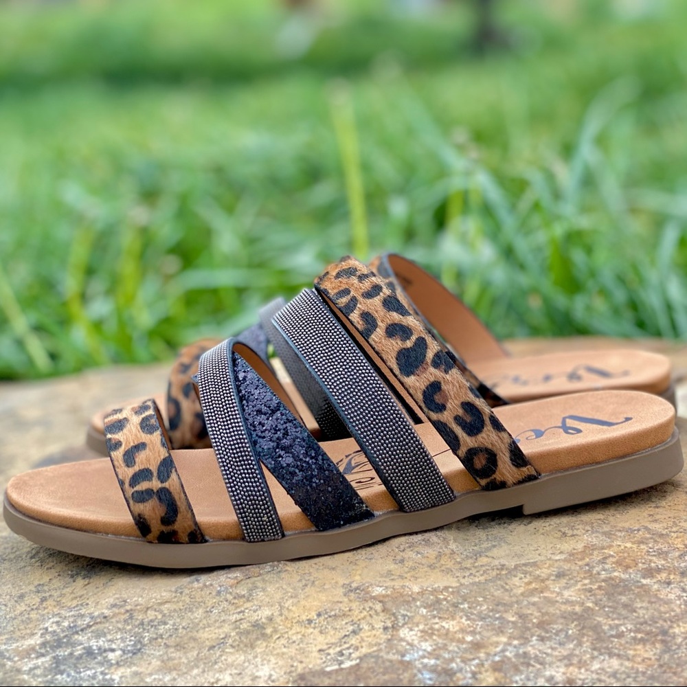 Leopard Glitter Sandals - Picture 9 of 12
